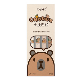 樂派 C卡皮巴拉 LT按動式中性筆 4入套組