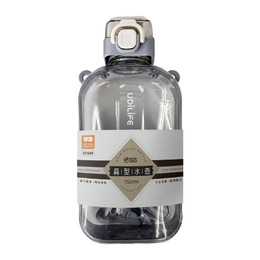 優的生活大師 UD扁形水壺(淺灰) 750ml